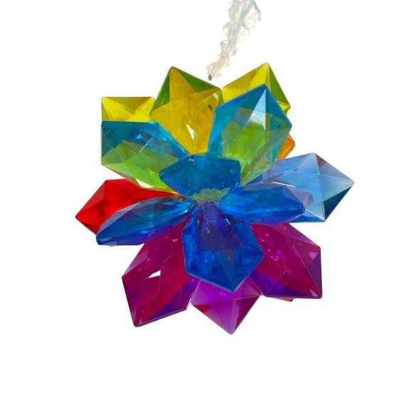 Ganz Rainbow Acrylic Starburst Suncatcher Hanging Prism Ornament With Beaded Str - Picture 5 of 7
